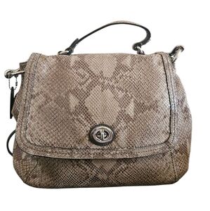 Coach Taupe Snake-Embossed Crossbody Bag